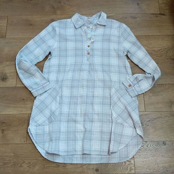 UGG Other - UGG Sleep Dress Shirt  Plaid Flannel Pockets XS NWOT